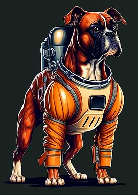 Boxer dog astronaut space