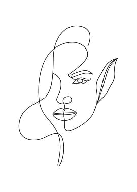 Girl face continuous line