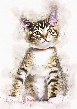 Cute Cat Watercolor