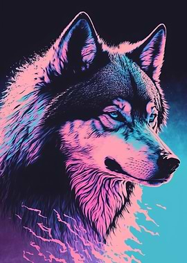 Pink and blue Wolf