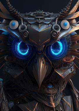Vintage Cyborg Owl