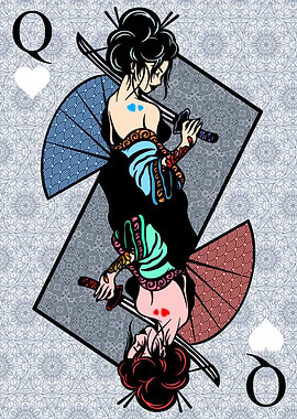 Japanese queen playingcard