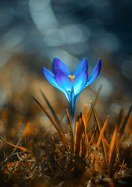 Spring blue crocus, macro
