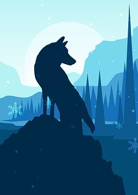 Winter Wolf Landscape