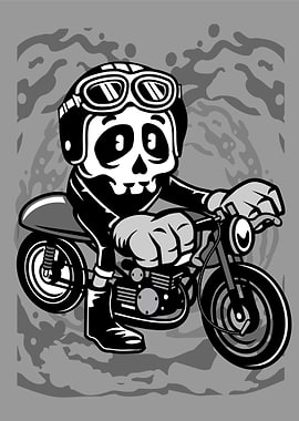 skull caferacer cartoon