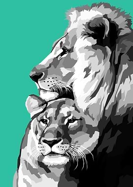 Lion Retro art