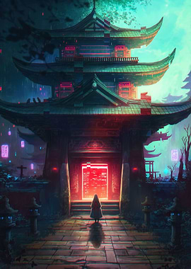 Cyberpunk Shinto Shrine