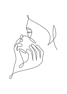 Woman drinks coffee lines