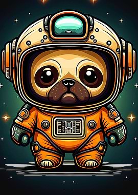 Pug space dog astronaut