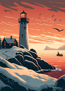 Lighthouse sunset