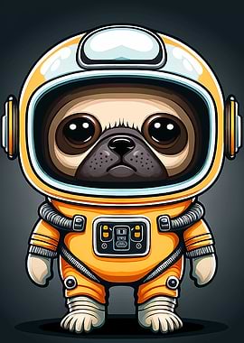 Cute Pug Space dog