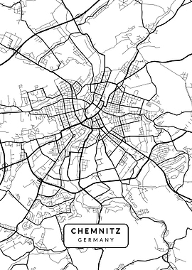 Chemnitz Map Black White