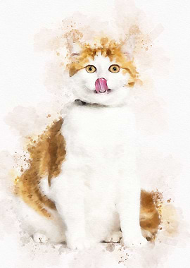 Cute Cat Watercolor