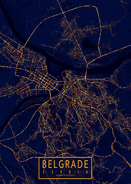 Belgrade Map City At Night