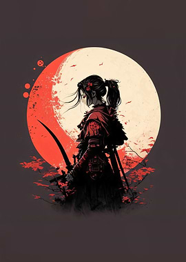 Samurai Girl Red Blossom