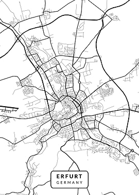Erfurt Map Black White