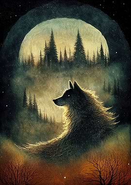 Wolf in the moonlight