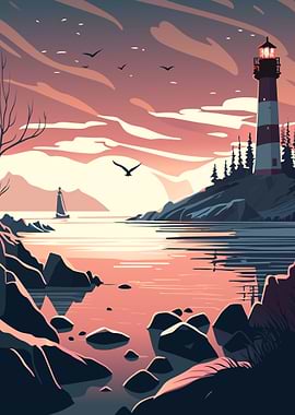 Lighthouse at sunset