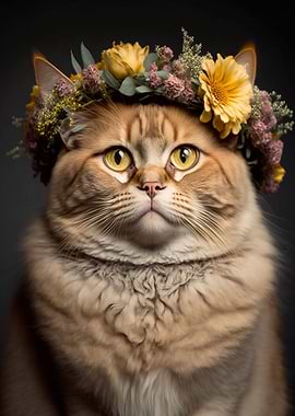 Cat with flowers crown