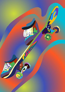 Skateboard in pop art