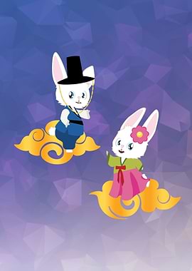 Rabbits in hanbok