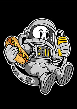 astronaut hotdog hand draw