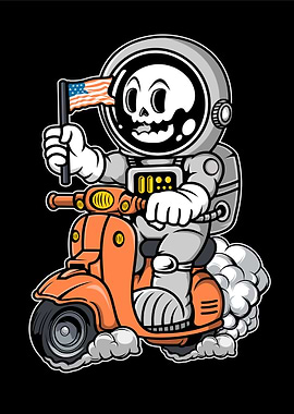 astronaut riding scooter