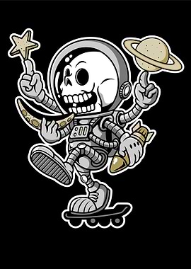 astronaut skateboard hand