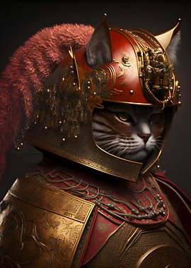 Samurai Cat Portrait