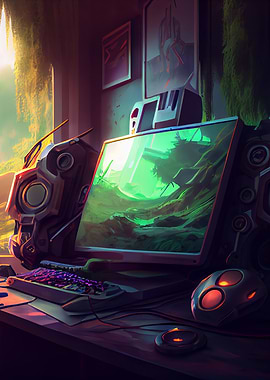 Cyberpunk gaming setup