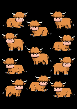 Cute Highland Cow Pattern
