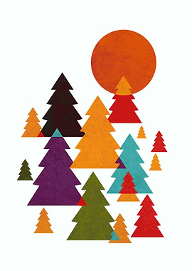 pine trees colorful