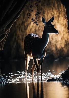 Portrait Deer In Forest