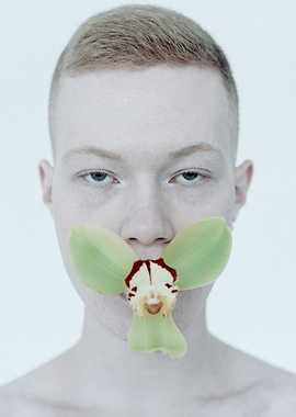 Man and lotus flower