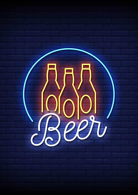 Beer Bottles Neon Sign
