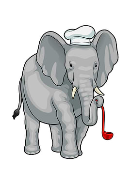 Elephant Cook Chef hat