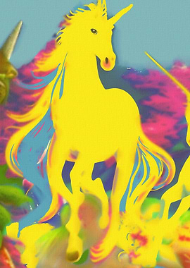 Cute yellow unicorn horse