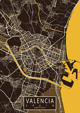 Valencia City Map Pastel