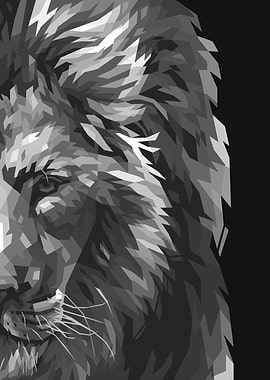 Lion in grayscale version