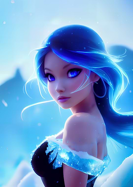 Snow and night woman