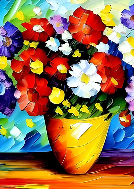 Colorful flowers in a pot