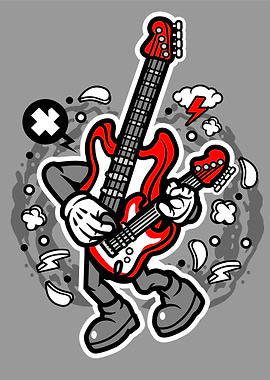 bass guitar vector cartoon