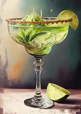 Margarita cocktail Oil Art