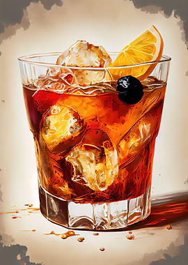 Old Fashioned cocktail Oil