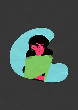 Woman in Green Flat Design