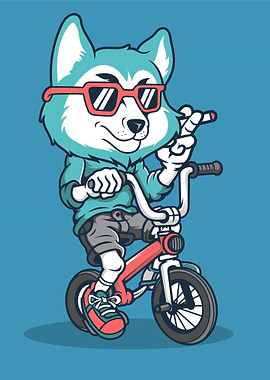 fox biker hand drawn