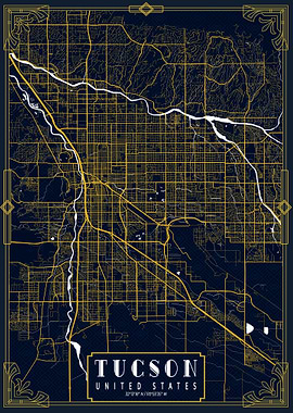 Tucson City Map Gold