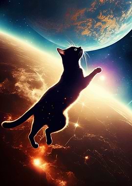 Space Cat Flying