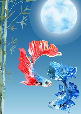 Watercolor Betta Fish