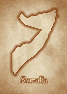 Somalia vintage glow map
